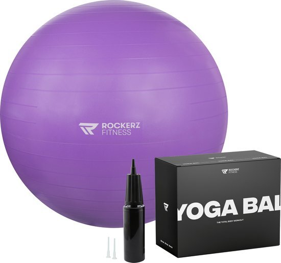 Rockerz Fitness Rockerz Fitness® - Yoga bal inclusief pomp - Pilates bal - Fitness bal - Zwangerschapsbal - Goede houding bij het thuiswerken - 65 cm - kleur: Paars