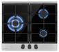 Gazfornuis met 3 branders, vitrocéramique plaat, 6,2 kW, noir