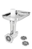 grossag Vleesmolen roestvrij staal opzetstuk compatibel met Kitchen Aid keukenmachine vaatwasmachinebestendig - vleesmolen opzetstuk incl. 3x gatschijf stopper - accessoires voor KitchenAid