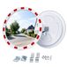 Relaxdays Verkeersspiegel, 30 cm, buishouder, reflecterende rand, wit/rood | buiten, ronde veiligheidsspiegel