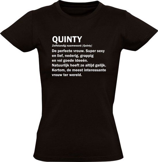 Quinty Grappig Dames T-shirt Zwart - 5XL
