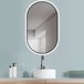 PonteSino HOKO LED Badkamerspiegel Ovaal 50x90cm Zwart Aluminium Frame Indirecte Verlichting Traploos Instelbare Kleurtemperatuur Memory-functie IP44 Palermo