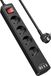 Multiprise - 8-en-1 - Prise électrique - 4 prises + 4 USB - 3680 W/230 V - Interrupteur - Noir