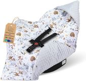 Totsy baby ASE Spolka Akcyjna Inbakerdeken voor autostoel en kinderwagen – zachte Minky babydeken dubbelzijdig met capuchon voor pasgeborenen – Winter bruikbaar onderweg en thuis 90×90 cm Hert lichtgrijs Oeko-Tex