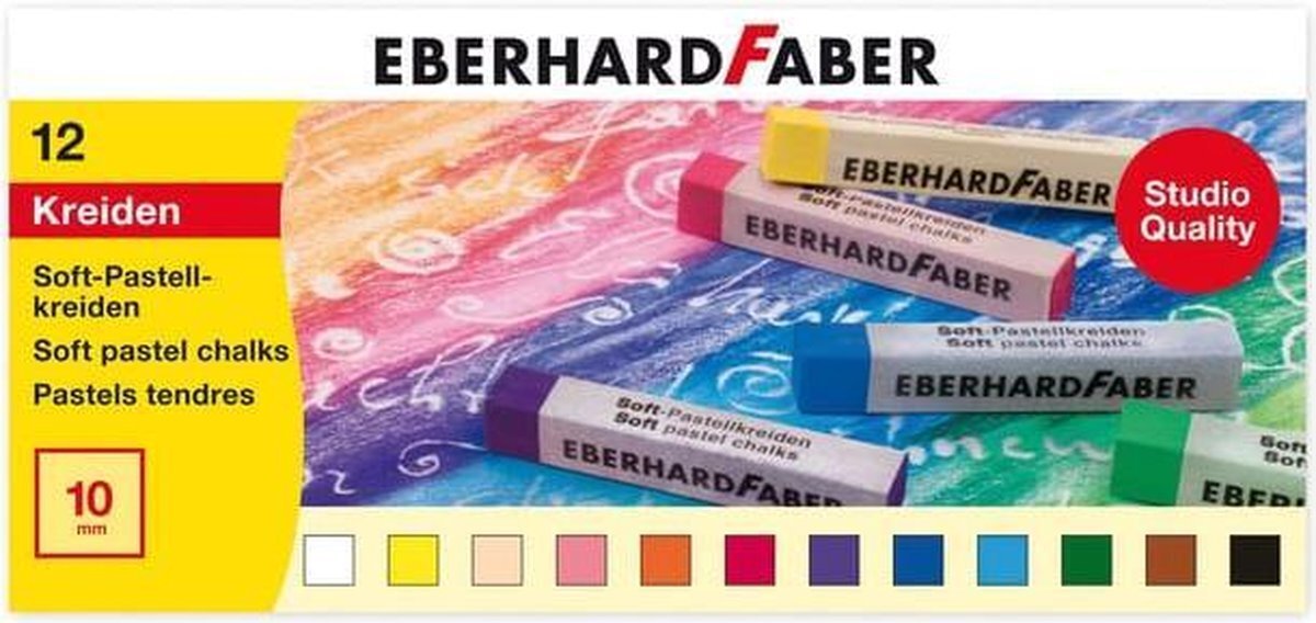 Eberhard Faber pastelkrijt vierkant assorti etui à 12 st. EF-522512