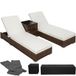 Tectake 2 Luxe Verstelbare Ligbedden - Wicker Tuinmeubels - Bruin