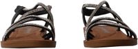 Super Mode He Valentine Zwarte Platte Sandalen voor Dames - Maat 39