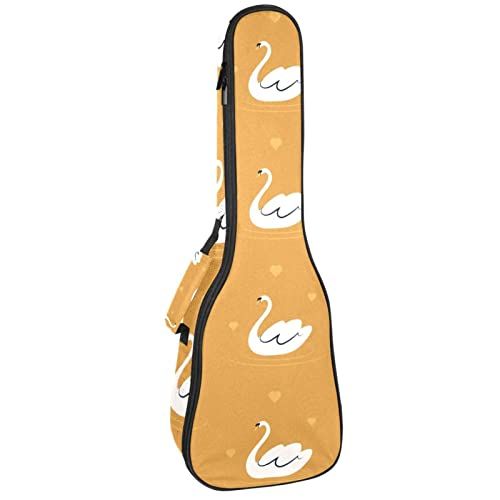 Mersov Tenor Ukulele Gigbag Waterdichte Ukelele Case Gewatteerde Rugzak, Geweldig voor Sopraan Concert (21/23/24 inch) Wit Zwaan Patroon Geel Achtergrond