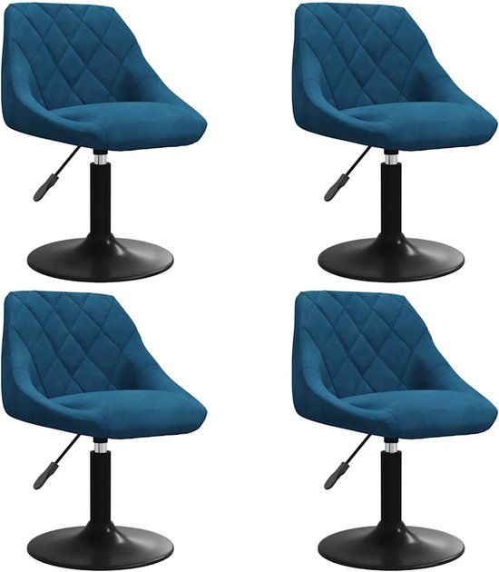 vidaXL Eetkamerstoelen draaibaar 4 stuks fluweel blauw