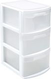 PLASTICFORTE Ladeblok - 3 lades - wit/transparant - 39 x 29 x 59 cm