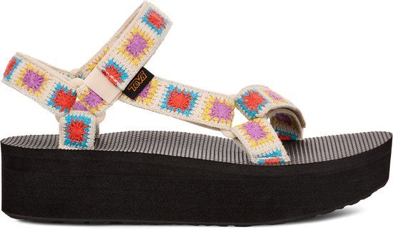 Teva FLATFORM UNIVERSAL CROCHET - Women's Sandals - Black/Yellow/Pink - Size 41