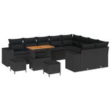 vidaXL Tuinbank Set 12 st Zwart Poly Rattan