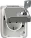 Merten MEG2423-8029 Opbouw voor vochtige ruimtes, Schuko-stopcontact, afsluitbaar met gelijke sluitingen, met klapdeksel, IP44, Aquast, lichtgrijs