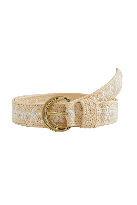 WE Fashion Riem met rotan met embroideries Beige Vrouwen Kunststof