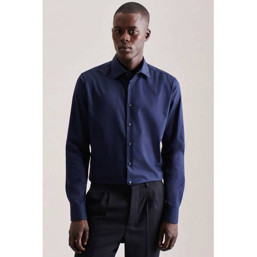 Seidensticker Slim Fit Overhemd - Donkerblauw