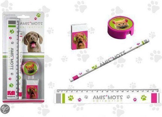 Amis'mots Schrijfset - Hond en Kat - Wit - 1 Stuk