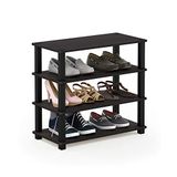 Furinno TURN-S-TUBE Schoenenrek, 4-laags schoenenorganizer, schoenenopslag, 11,6 x 23,6 x 22,3, voor kastenentree, kantoor, garage, espresso/zwart