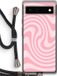 Case Company® - Google Pixel 6 Hoesje met Koord - Swirl Roos - TPU Back Cover