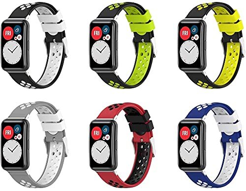 Chainfo Watch Strap compatibel met Huawei Watch Fit/Huawei Fit, Soft Silicone Narrow Slim Sport Replacement Wristband for Smart Watch (6-Pack H)