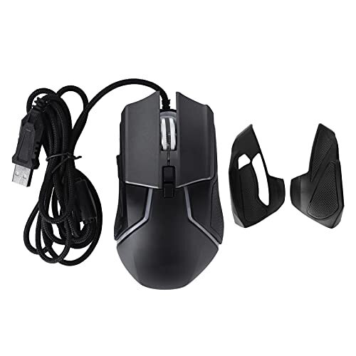 Annadue Draagbare Bedrade Gamingmuis, Ergonomische Computermuis met 8 Knoppen en RGB-verlichting, 500-6400 DPI, voor op Reis en op Kantoor