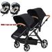 StarTech Dubbele kinderwagen - Met 2 babyzitjes - Opvouwbaar - Gebruik mogelijk van beide kanten - Hoge zitpositie - Verstelbare armleuningen