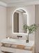 Miroir de salle de bain intelligent - Miroir mural avec éclairage LED - 90x60 cm - design incurvé sans cadre - Commande tactile avec affichage de l'heure et de la température - Dimmable, 3000–6000K - Anti-buée, protection IP67 - Argent