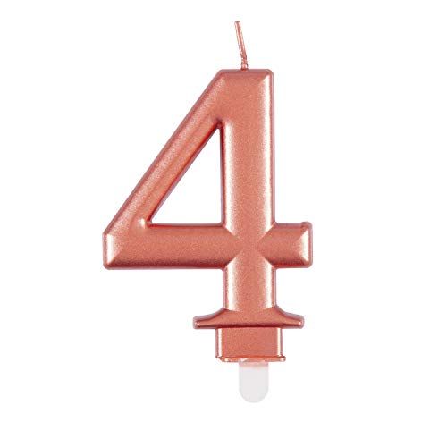 Metallic Rose Gold Birthday Candle - Pack of 4