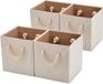 Shenzhen Haorui Industrial Technology Co., Ltd. Boîte de rangement pliable en tissu avec poignées en corde de coton - Lot de 4 - Beige