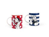 Excelsa Popeye & Olivia Set van 2 porseleinen mok, blauw en rood