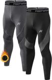 MEETHOO 2 Stuks Thermo Legging Heren - Thermisch Ondergoed - Zwart/Grijs - Maat M