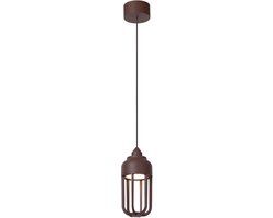 Lucide WELLS - Hanglamp Binnen/Buiten - Ø 10 cm - LED - 1x8W 2700K - IP54 - Roest bruin