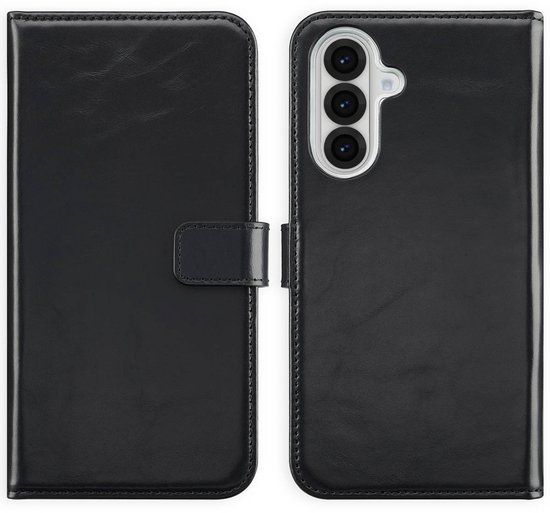 Selencia Echt Leren Bookcase voor Samsung Galaxy A36 / A56 - Zwart