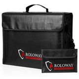 ROLOWAY Grote (43,2 x 30,5 x 14,7 cm) brandwerende tas, vuurvaste documentenzakken, vuurvaste geldzak, waterbestendige brandwerende kluis voor documenten en waardevolle spullen