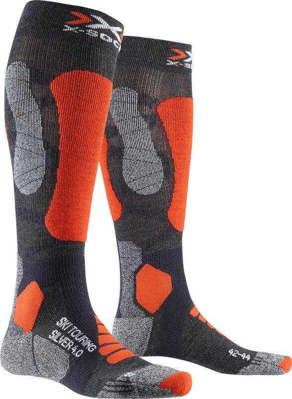 X-SOCKS Ski Touring Silver 4.0 Sokken Heren, anthracite melange/orange fluo