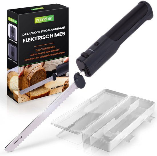 NutriChef Elektrische Mes - Zwart