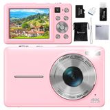Siltcon Digitale Camera - 4K Ultra HD & 64MP - Roze - Dual Lens - 16x Zoom