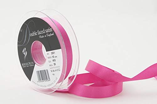 Berisfords Dubbel GEZICHT Poly Satijnen lint, Fuchsia, 10.5x10.5x3 cm