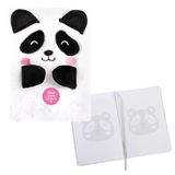Idena 12106 - Notitieboekje A5 gelinieerd, Pluizige Panda, 80 vel, 80 g/m² in wit, met lint en pluche lint
