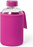 Merkloos / Sans marque Glazen waterfles softshell bescherm hoes - roze - 600 ml
