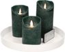 Merkloos Ronde kaarsenplateau wit van kunststof D27 cm met 3 groene LED-kaarsen 10/12,5/15 cm - Tafeldecoratie