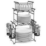 Sorbus Buffet Caddy - 7-delige stapelbare set inclusief bord, servet en zilverwerkhouder, afneembare tafelorganizer met 3 niveaus - ideaal voor keuken, eetkamer, entertainment, feesten, Thanksgiving