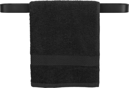 QUVIO Handdoekhouder Platte Stang met Ronding - Zwart - 50 cm