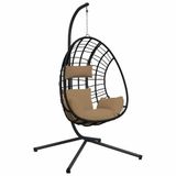 vidaXL Hangstoel met standaard Rattan en Staal Taupe