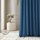 Room99 Aura Gordijn met zilveren ringen, 140 x 250 cm breed x hoogte, verduisterend, schuifgordijnen, decoratief, modern gordijn, woonkamer, slaapkamer, donkerblauw, 1 stuks