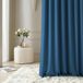 Room99 Aura Gordijn met zilveren ringen, 140 x 250 cm breed x hoogte, verduisterend, schuifgordijnen, decoratief, modern gordijn, woonkamer, slaapkamer, donkerblauw, 1 stuks