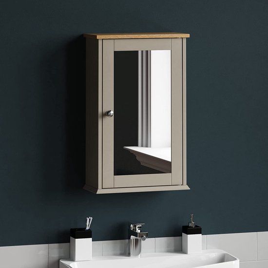 Bath Vida Priano Badkamerkast - Grijs - 15x53cm - Spiegeldeur - Soft-close
