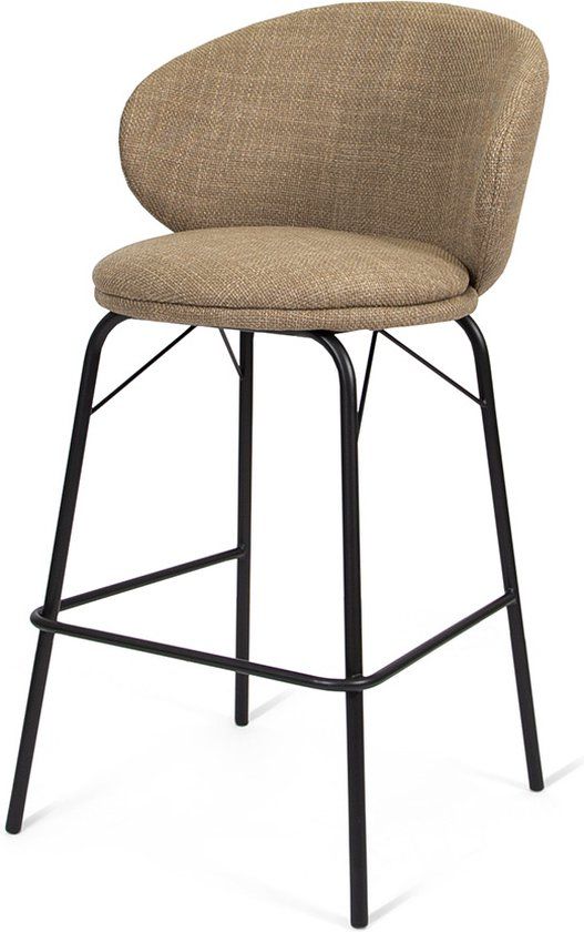 Milton & Oldbrook Lund Barkruk - Licht Bruin - Design - Stof - Metaal - 96 cm