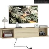 HOMCOM meuble TV - Panneau de particules - 120x24x22,4cm - Bois naturel