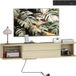 HOMCOM meuble TV - Panneau de particules - 120x24x22,4cm - Bois naturel