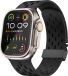 Strap-it Bracelet de sport respirant en silicone avec fermeture parachute - Noir - Convient pour Apple Watch 44/45/46/49mm